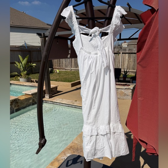 Anthropologie Brand En Saison Bea Eyelet Tie Back Maxi Dress White Size Large - Picture 6 of 9